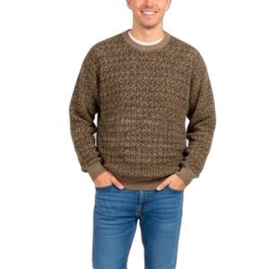 VTG 90s Marc Edwards Men's Brown Fair Isle Patterned Crewneck LS Sweater Size L